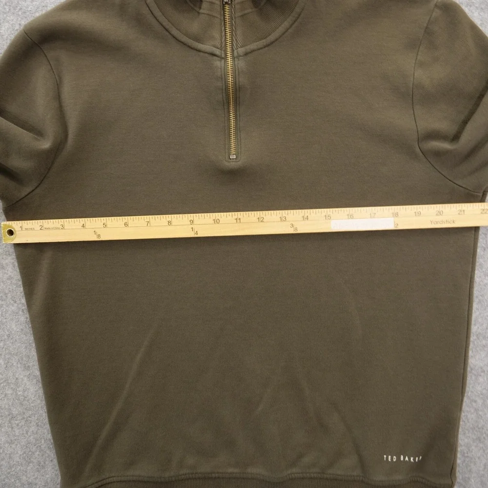 Ted Baker Sweater Mens Large Brown Knit Pullover Long Sleeve Mock Neck 1/4 Zip
